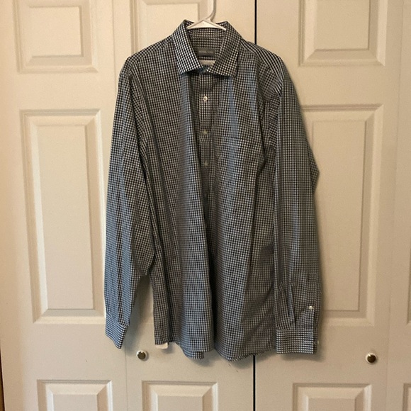 MICHAEL Michael Kors Other - Michael Kors gingham mens 17 1/2 38/39 tall casual button down shirt blue white